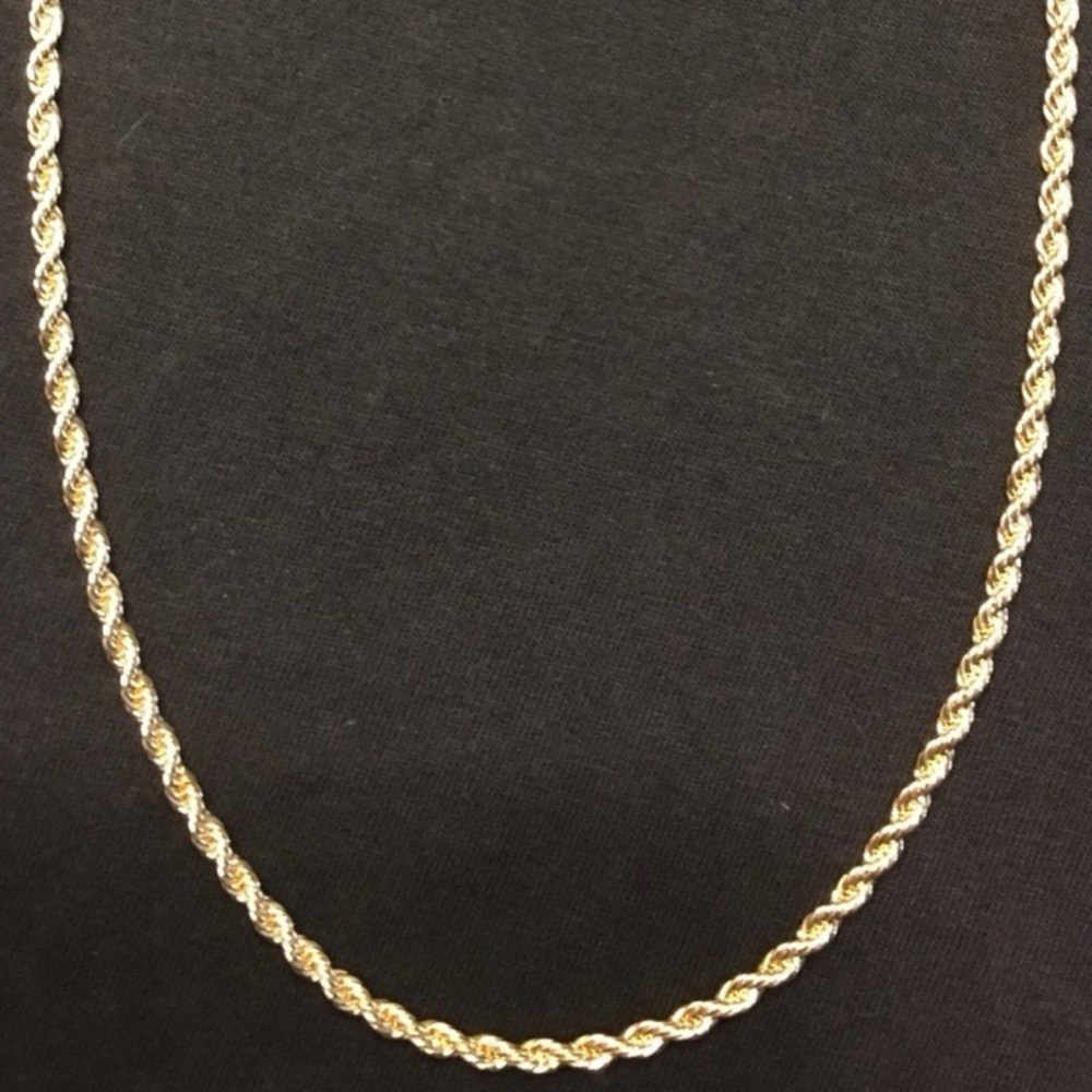 Gold Chain Rope Chain Necklace 4mm With Gold Cross Crucifix Pendant Set - Picture 3 of 6